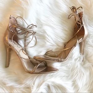 Ego Lace Up Rose Gold Heels